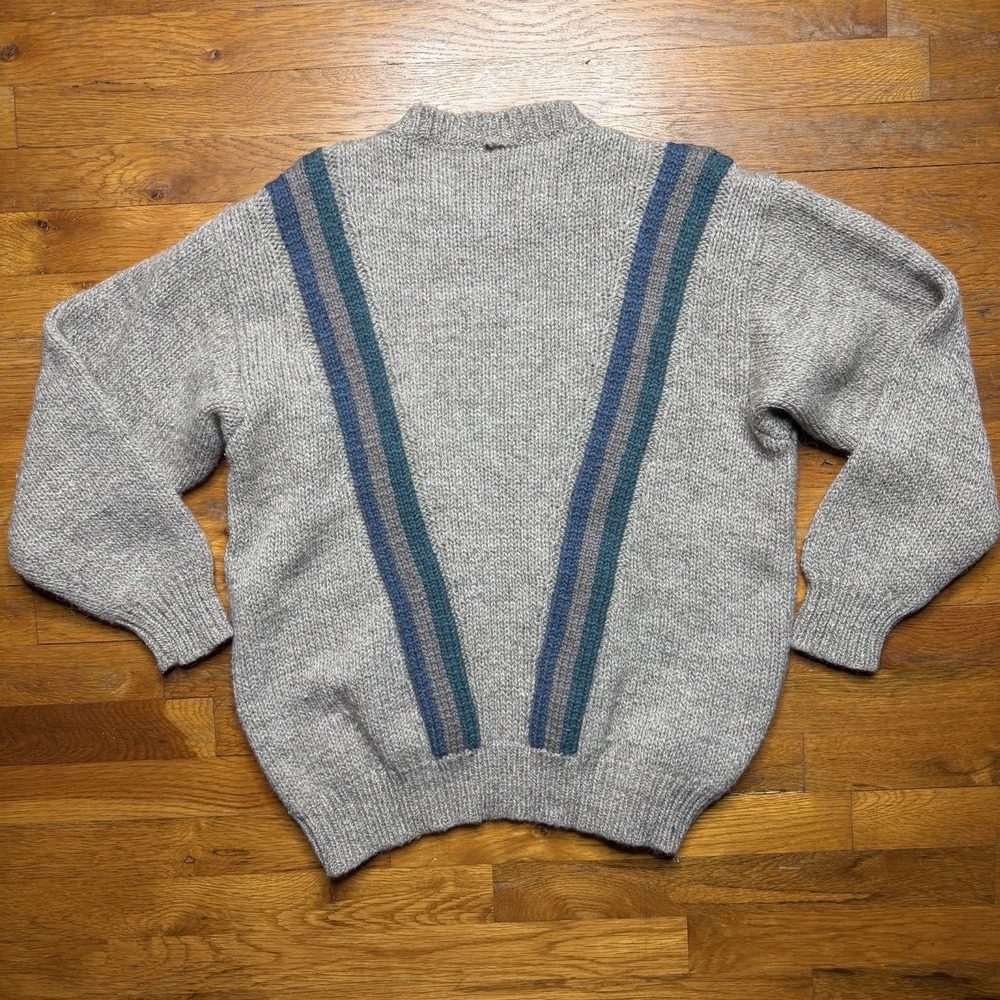 Vintage Abercrombie Fitch Cable Knit Shetland Wool Crewneck Sweater Sz M / L - Picture 6 of 15